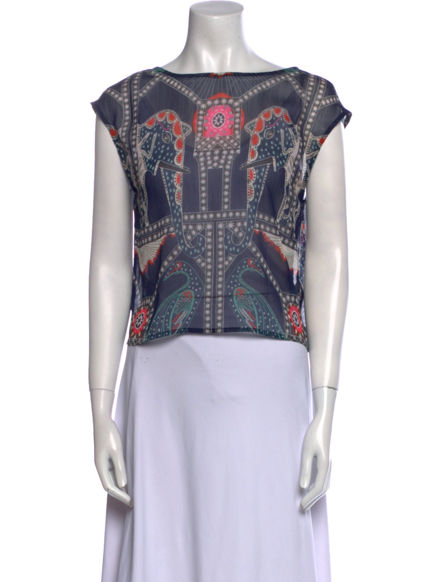 Mara Hoffman Printed Bateau Neckline Crop Top