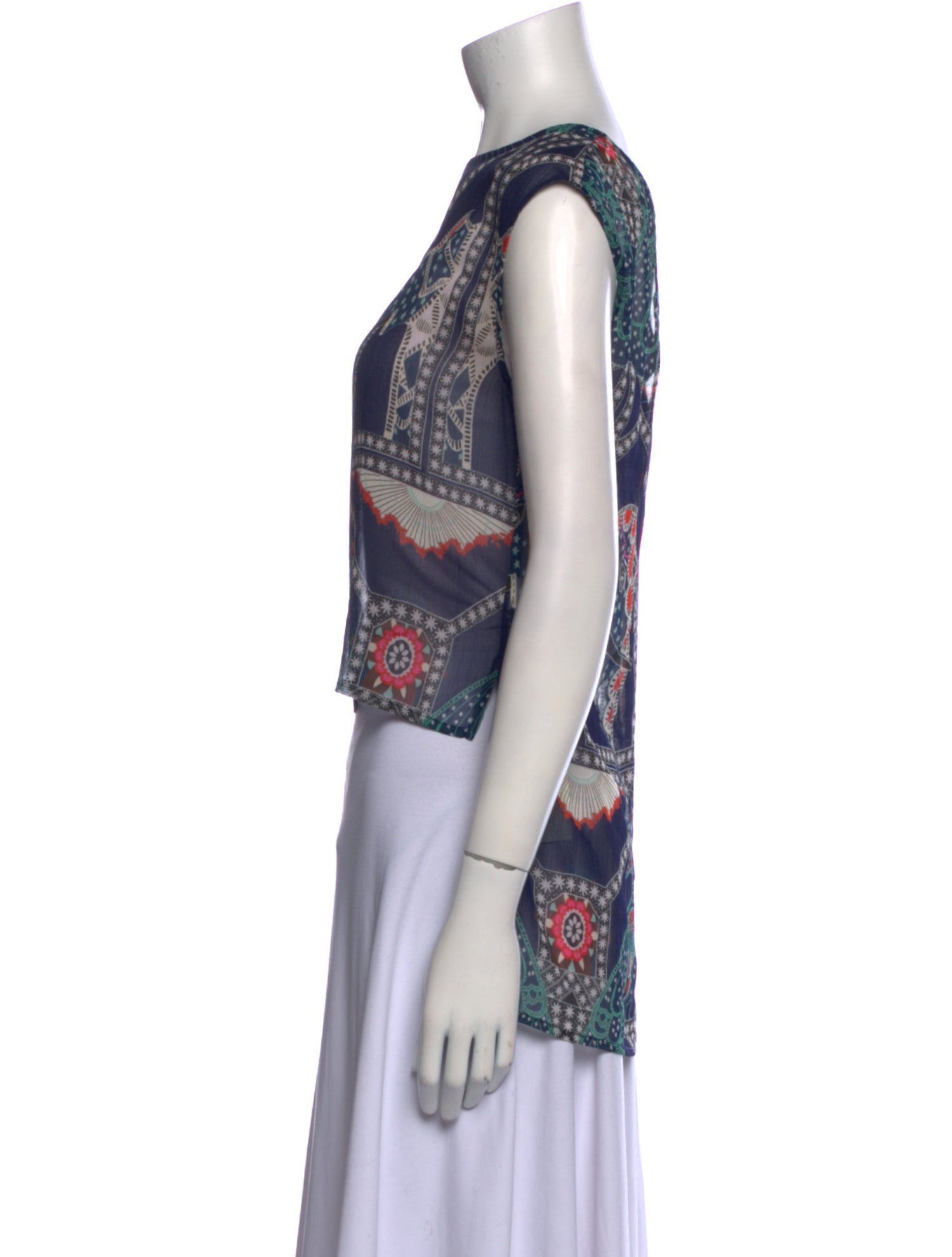 Mara Hoffman Printed Bateau Neckline Crop Top