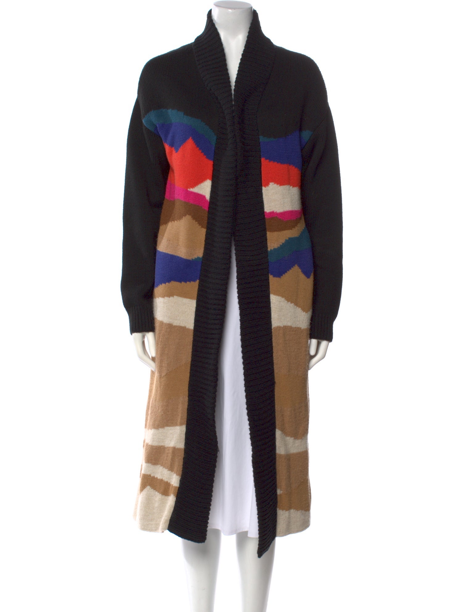 Mara Hoffman Colorblock Pattern Open Front Sweater