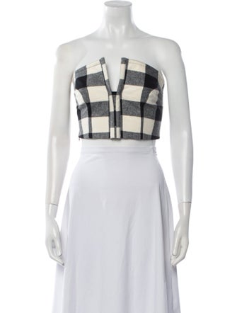 Mara Hoffman Plaid Print Strapless Crop Top