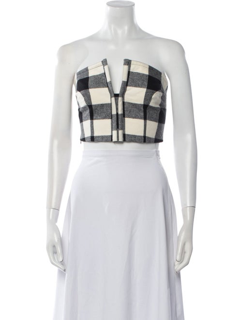 Mara Hoffman Plaid Print Strapless Crop Top