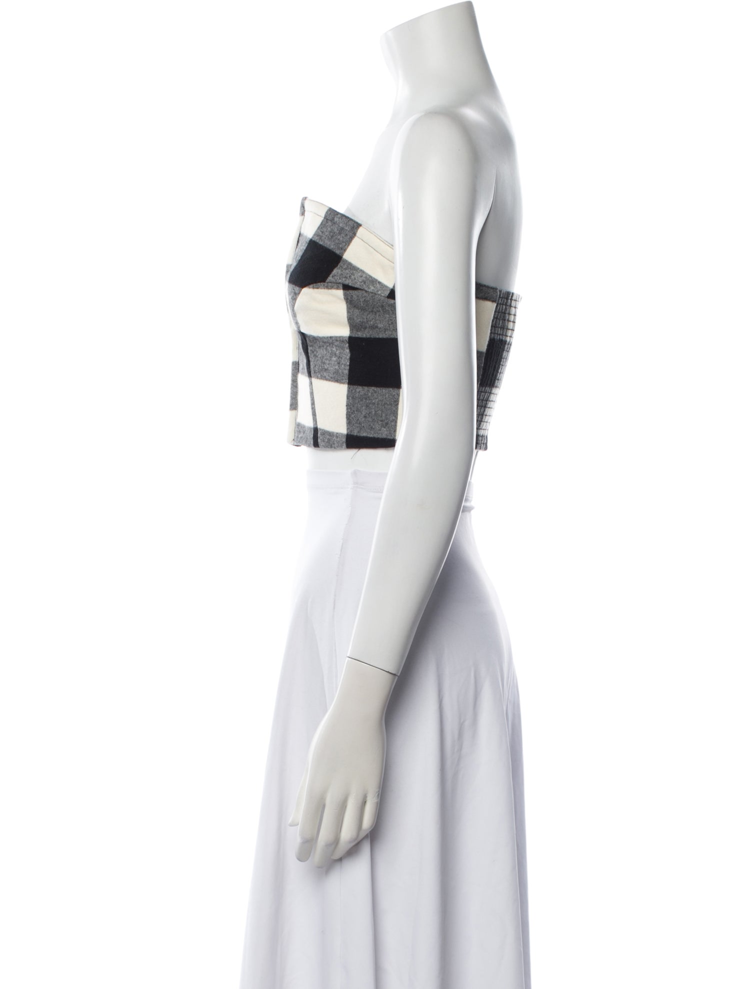 Mara Hoffman Plaid Print Strapless Crop Top