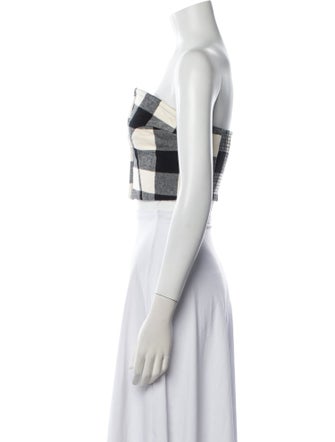 Mara Hoffman Plaid Print Strapless Crop Top
