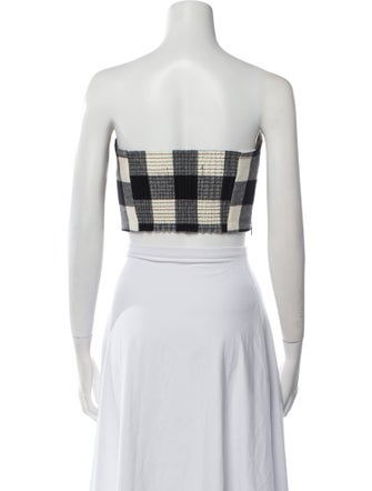 Mara Hoffman Plaid Print Strapless Crop Top