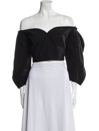 Mara Hoffman Off-The-Shoulder Long Sleeve Crop Top