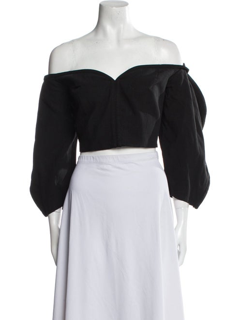 Mara Hoffman Off-The-Shoulder Long Sleeve Crop Top