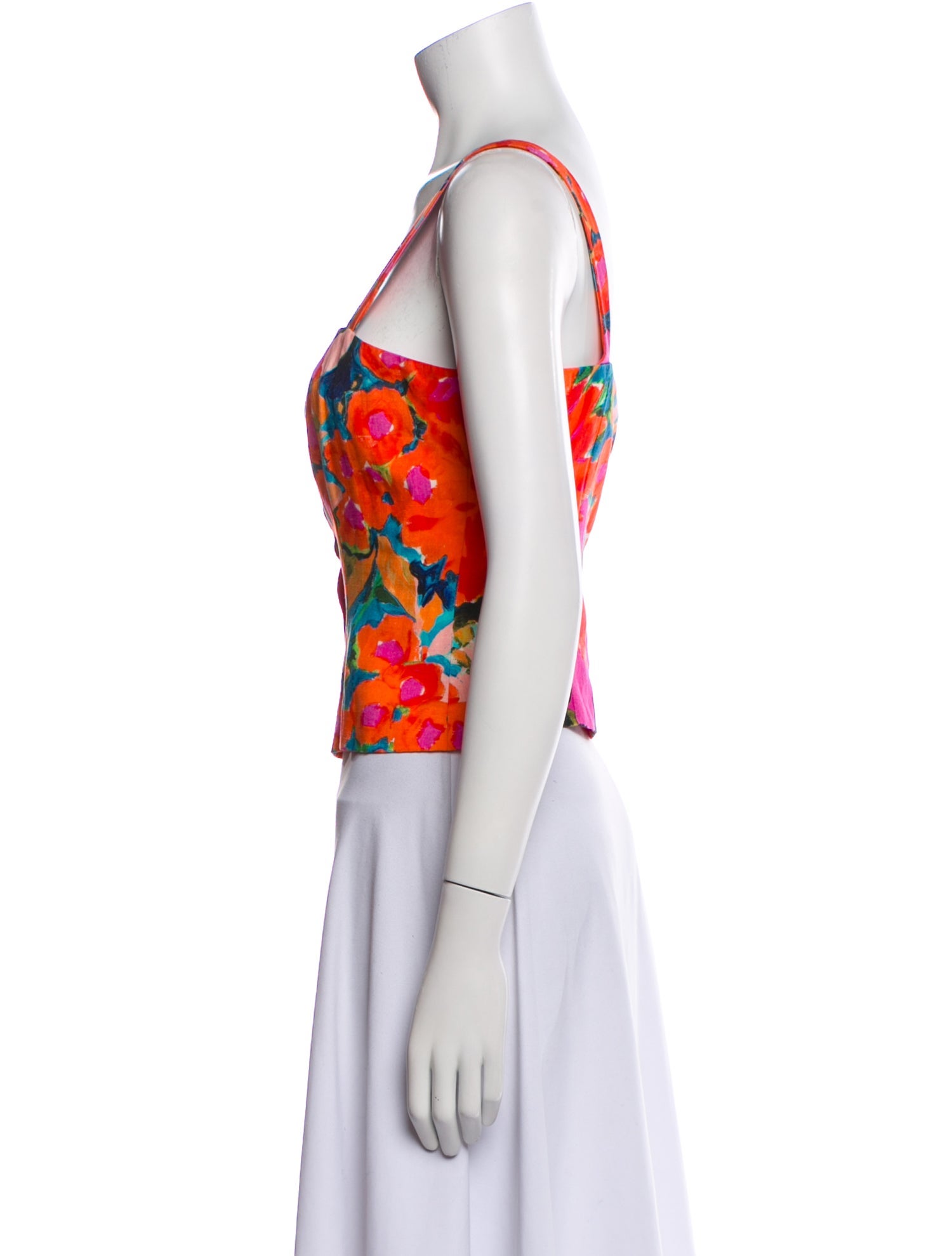 Mara Hoffman Floral Print Square Neckline Crop Top