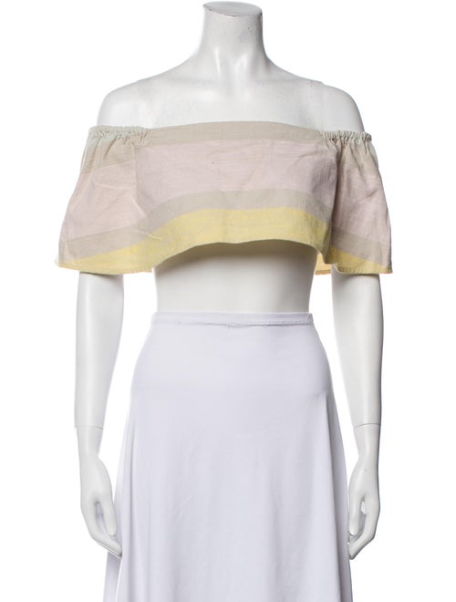 Mara Hoffman Colorblock Pattern Off-The-Shoulder Crop Top