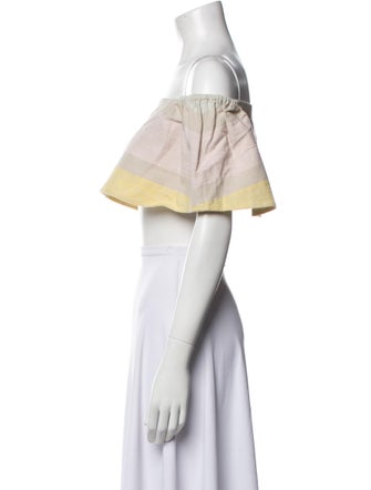 Mara Hoffman Colorblock Pattern Off-The-Shoulder Crop Top