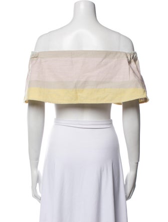 Mara Hoffman Colorblock Pattern Off-The-Shoulder Crop Top