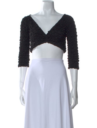 Mara Hoffman V-Neck Three-Quarter Sleeve Crop Top