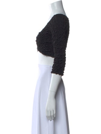 Mara Hoffman V-Neck Three-Quarter Sleeve Crop Top