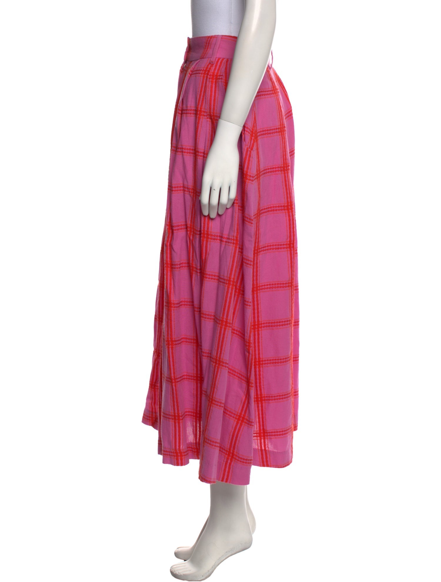 Mara Hoffman Plaid Print Midi Length Skirt