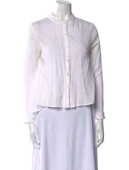 Mara Hoffman Striped Mock Neck Button-Up Top