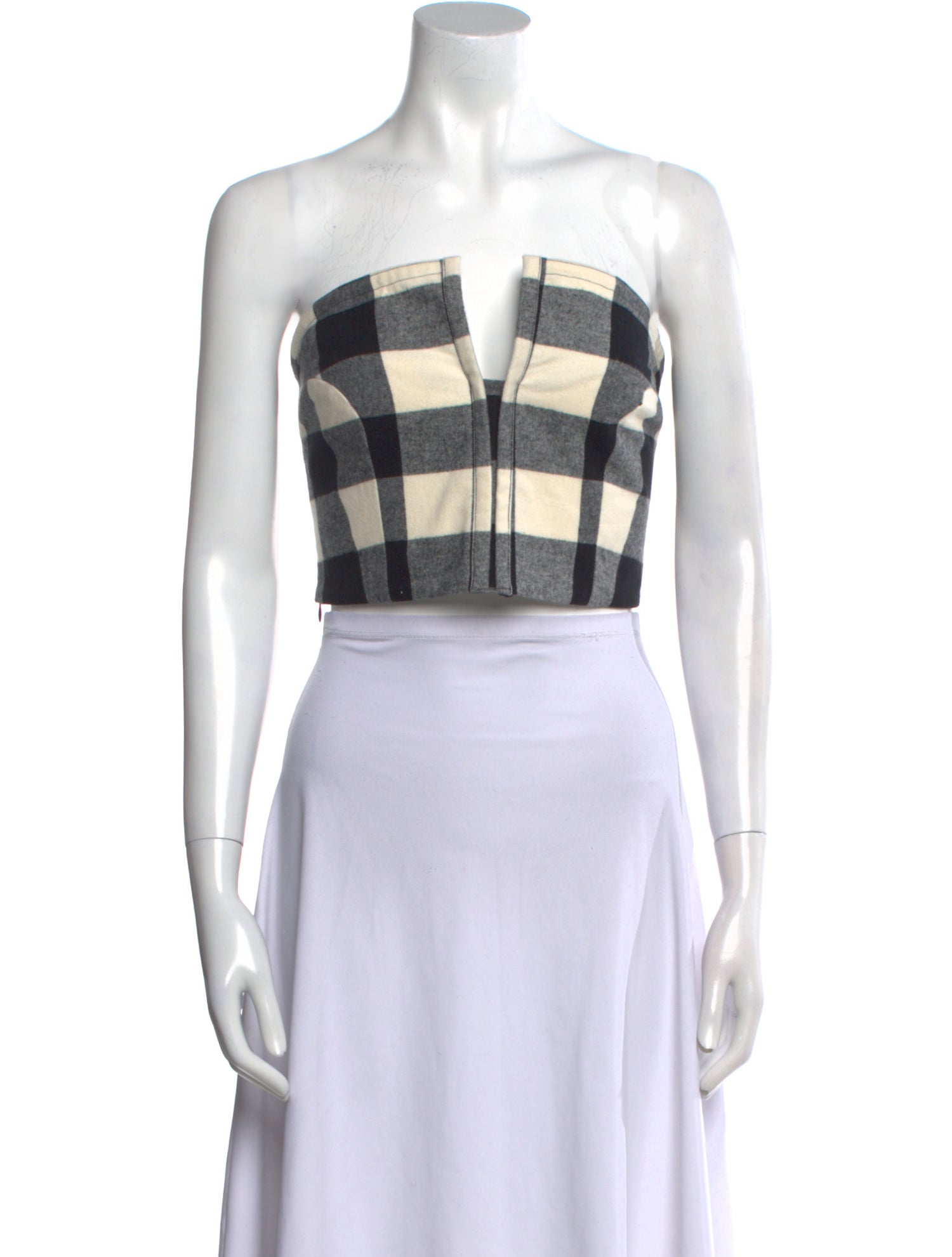 Mara Hoffman Plaid Print Strapless Crop Top w/ Tags