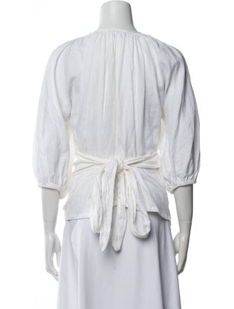 Mara Hoffman V-Neck Three-Quarter Sleeve Blouse