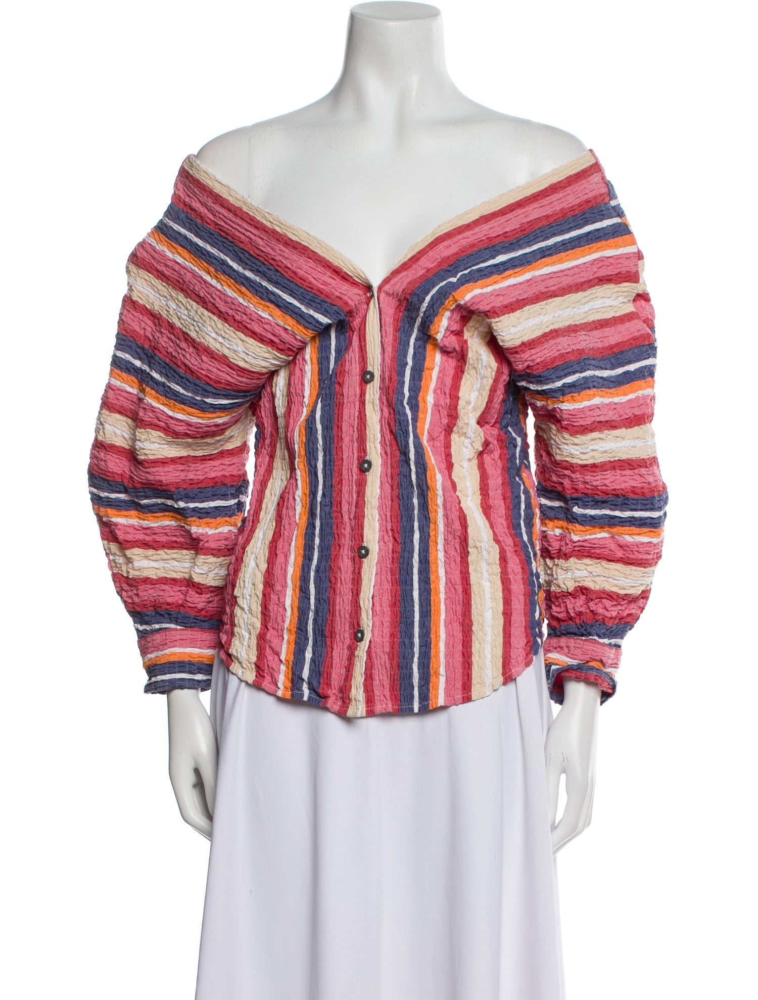 Mara Hoffman Striped Off-The-Shoulder Blouse w/ Tags