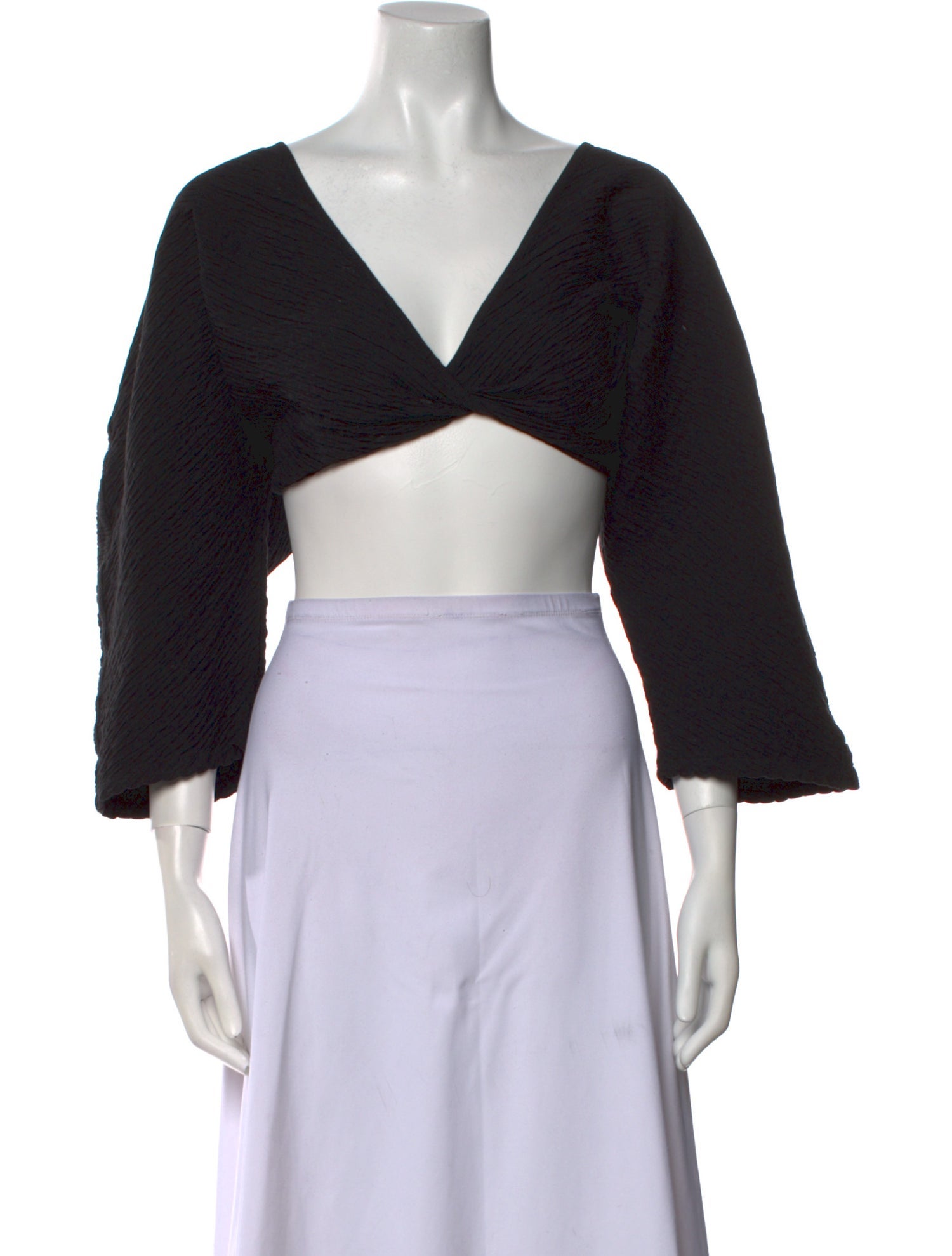 Mara Hoffman V-Neck Three-Quarter Sleeve Crop Top