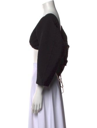 Mara Hoffman V-Neck Three-Quarter Sleeve Crop Top