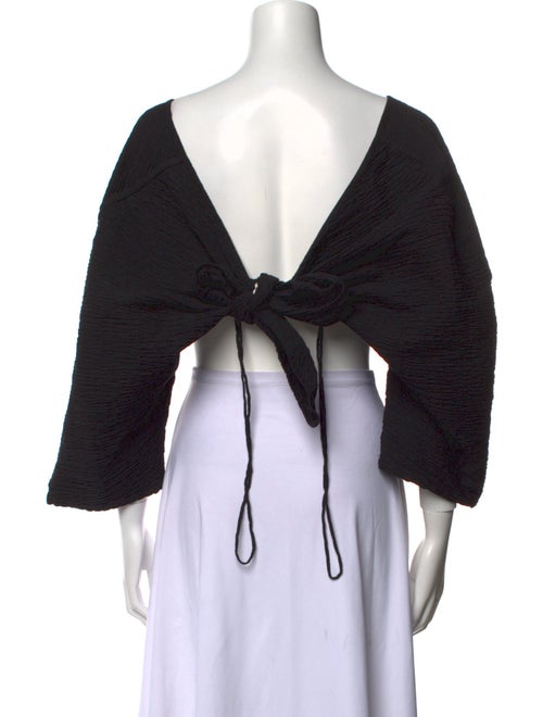 Mara Hoffman V-Neck Three-Quarter Sleeve Crop Top