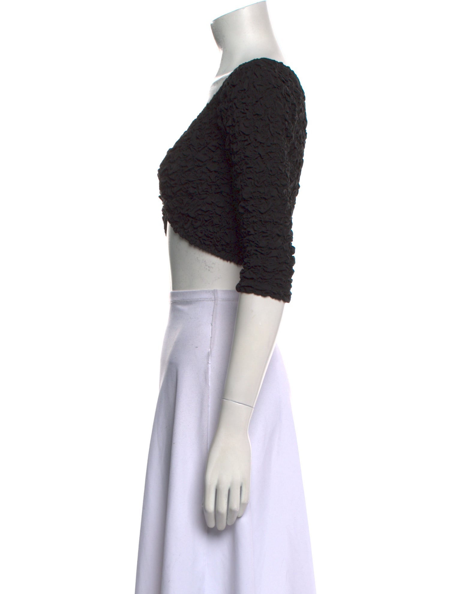 Mara Hoffman V-Neck Three-Quarter Sleeve Crop Top