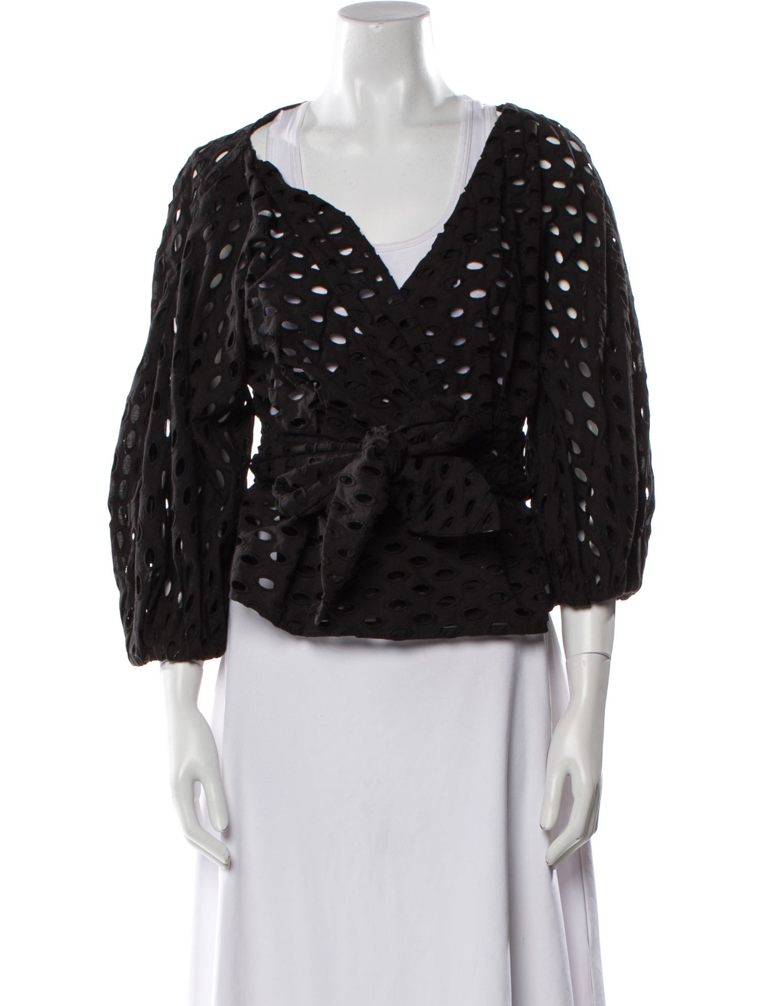 Mara Hoffman V-Neck Three-Quarter Sleeve Top