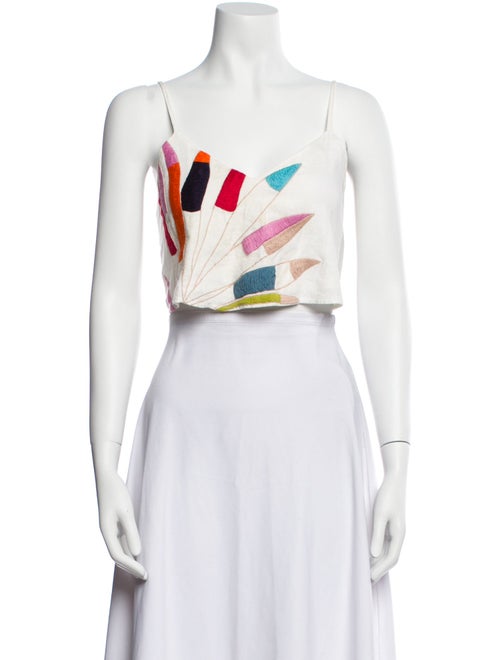 Mara Hoffman Linen Graphic Print Crop Top