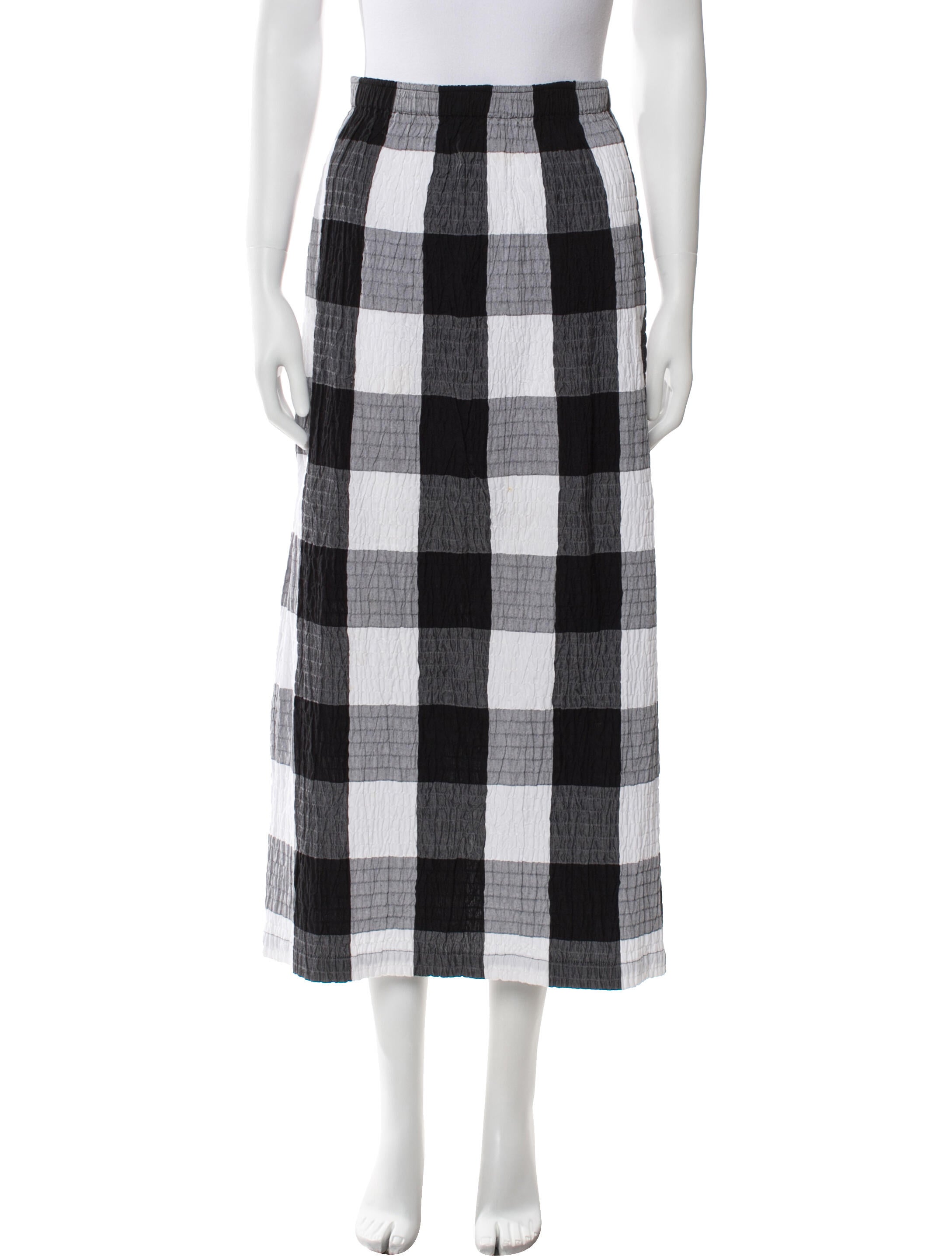 Mara Hoffman Plaid Print Midi Length Skirt