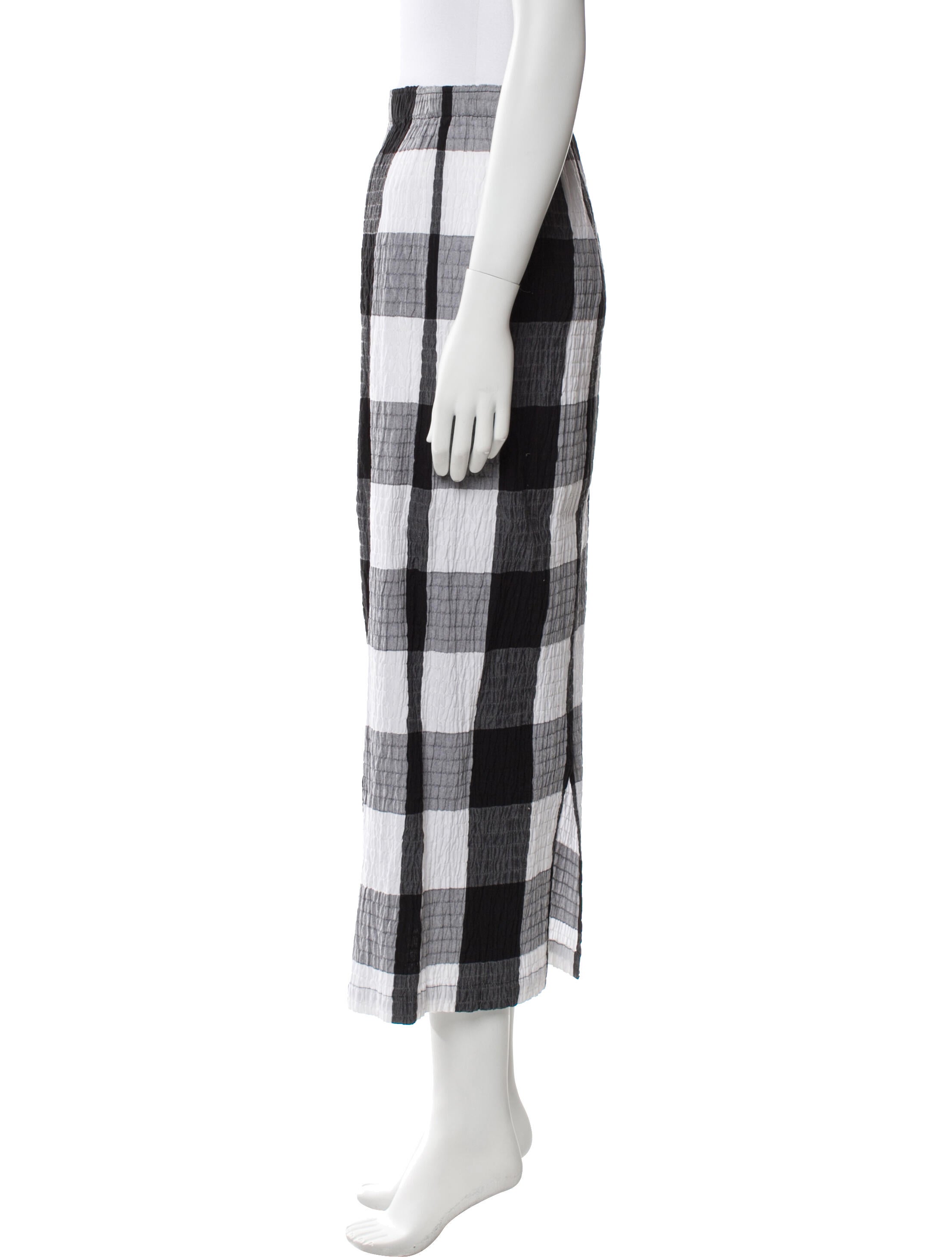 Mara Hoffman Plaid Print Midi Length Skirt