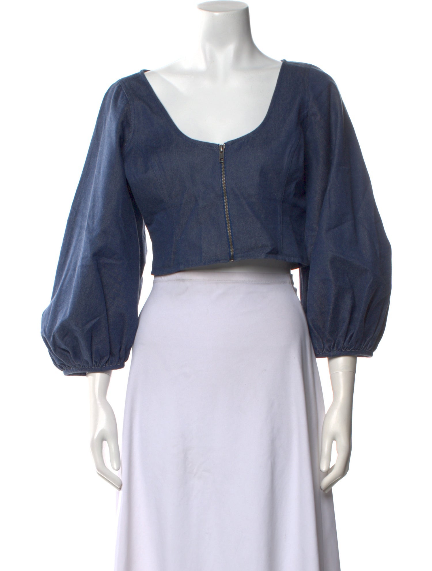 Mara Hoffman Scoop Neck Three-Quarter Sleeve Crop Top