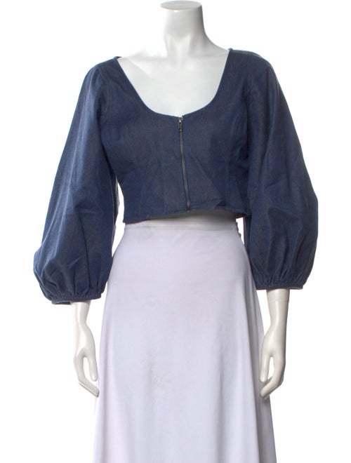 Mara Hoffman Scoop Neck Three-Quarter Sleeve Crop Top