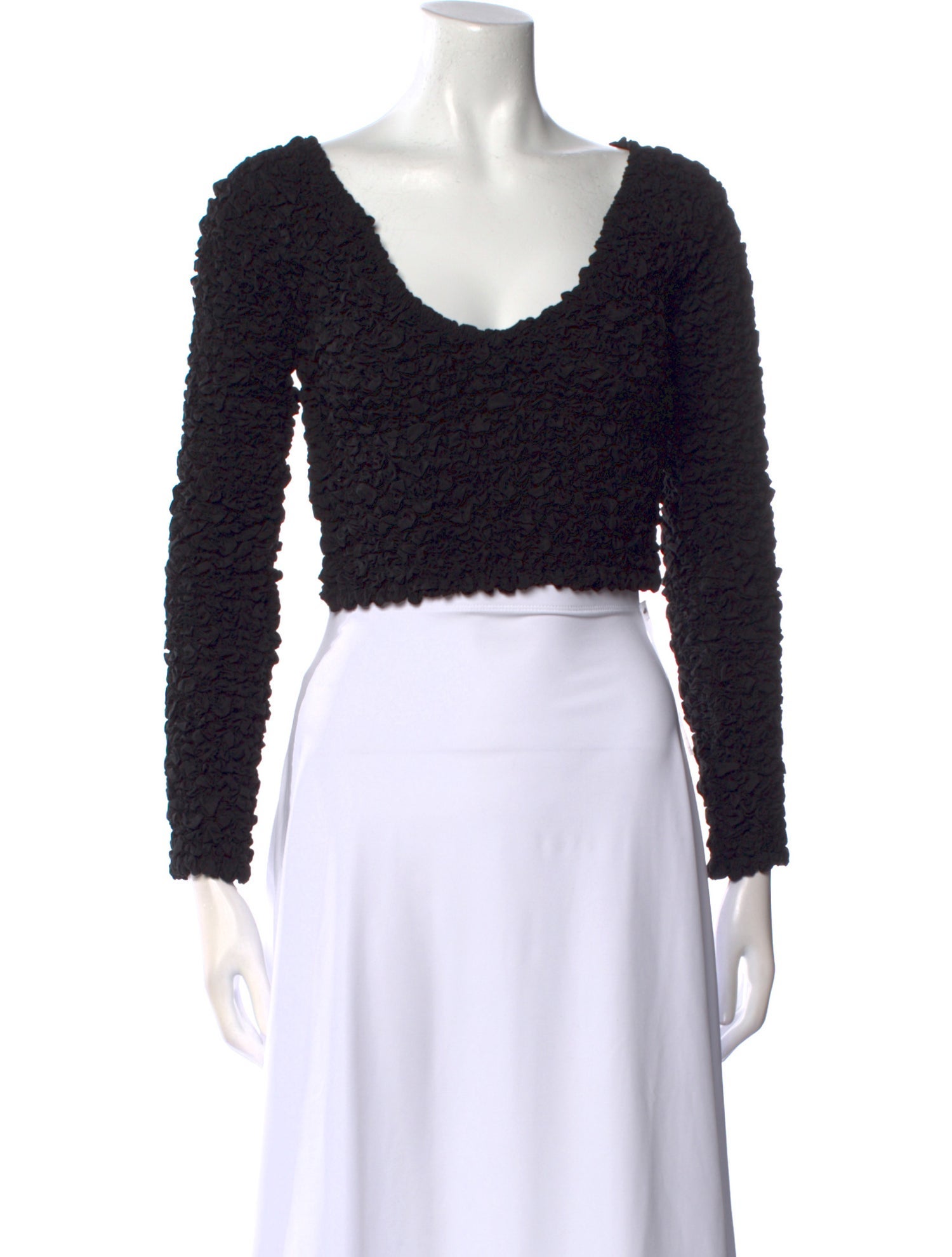 Mara Hoffman Scoop Neck Long Sleeve Crop Top