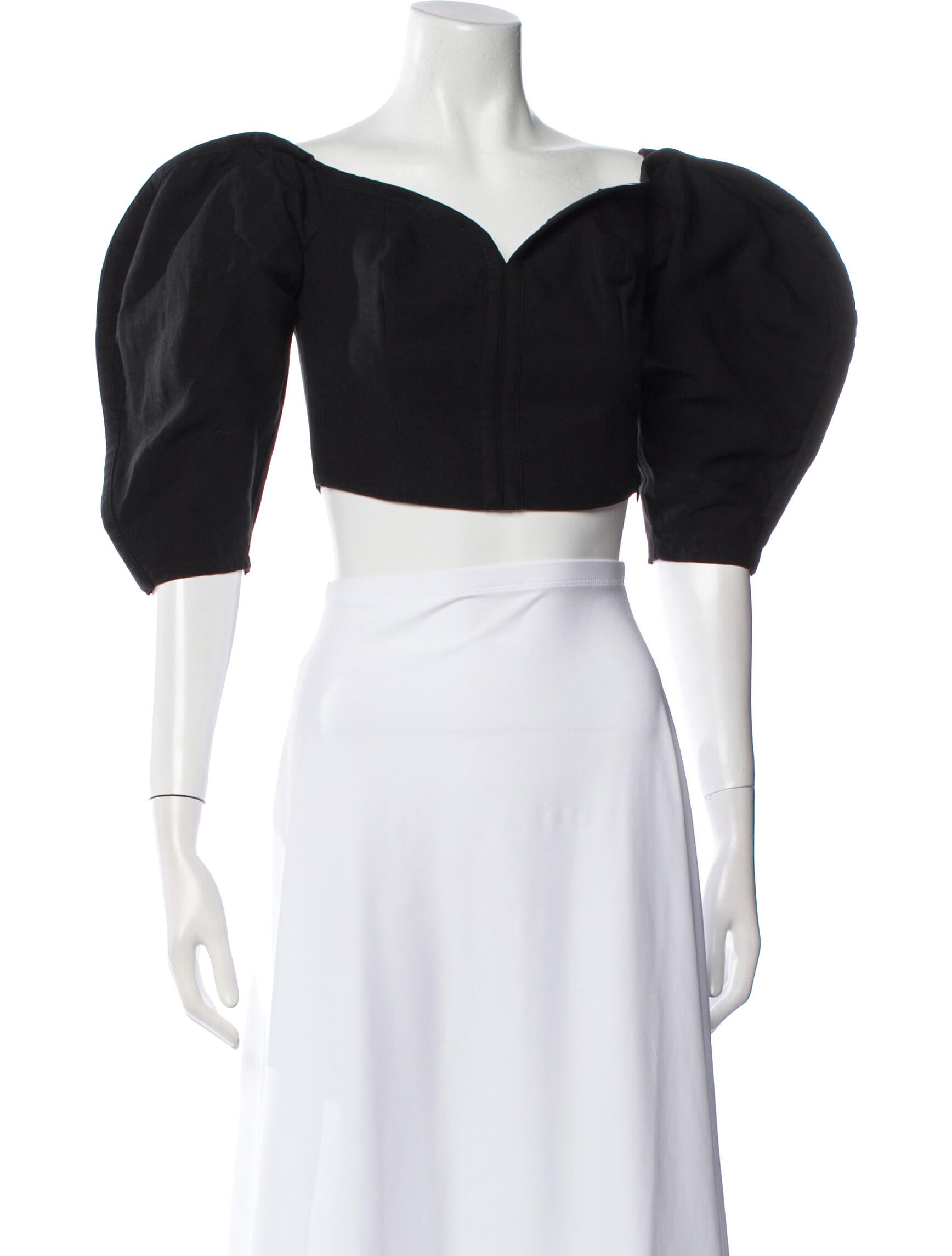 Mara Hoffman Off-The-Shoulder Three-Quarter Sleeve Crop Top