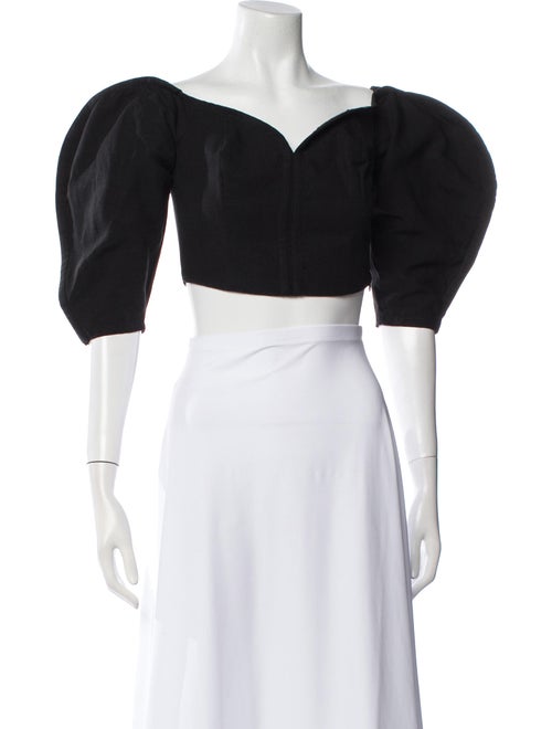 Mara Hoffman Off-The-Shoulder Three-Quarter Sleeve Crop Top