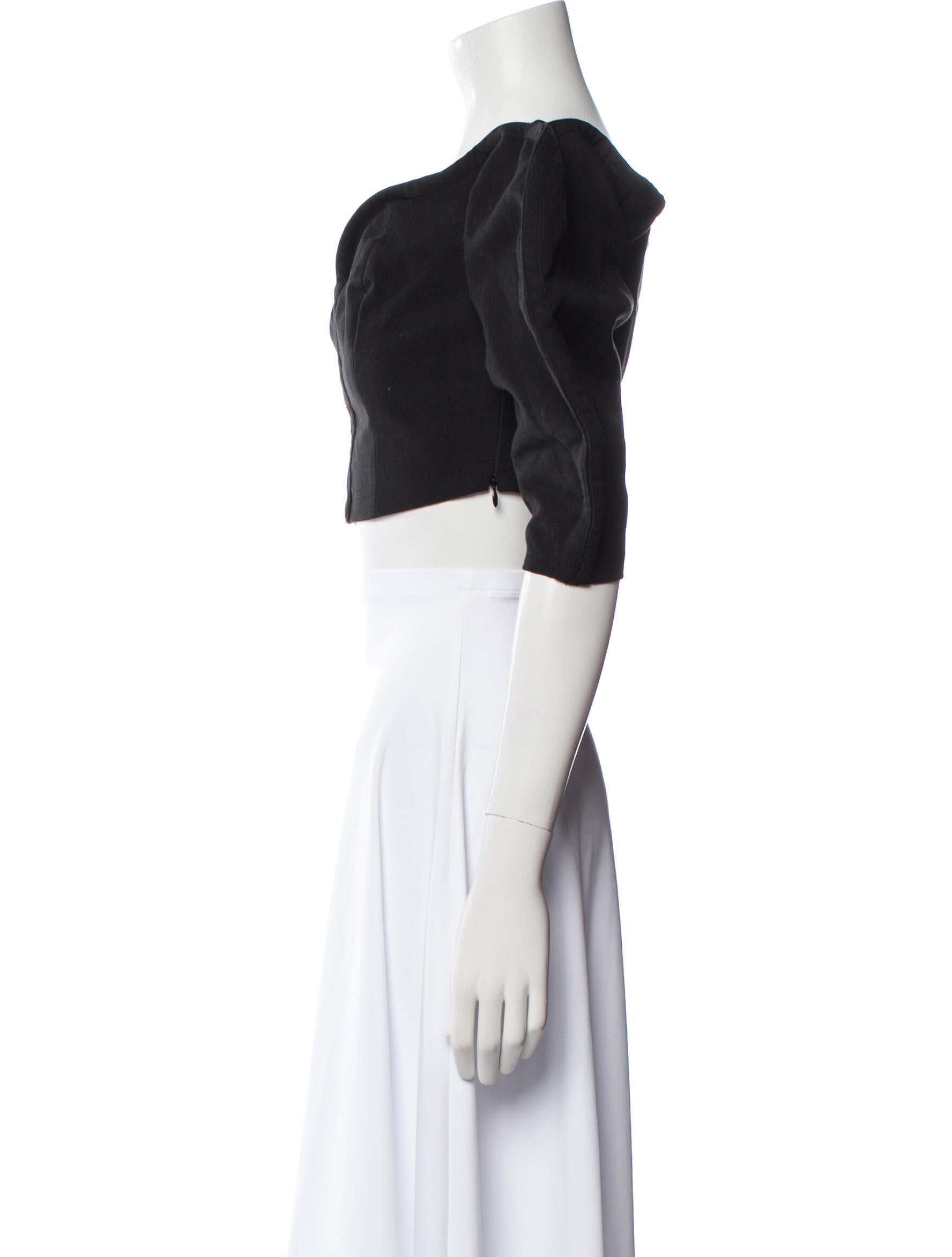 Mara Hoffman Off-The-Shoulder Three-Quarter Sleeve Crop Top