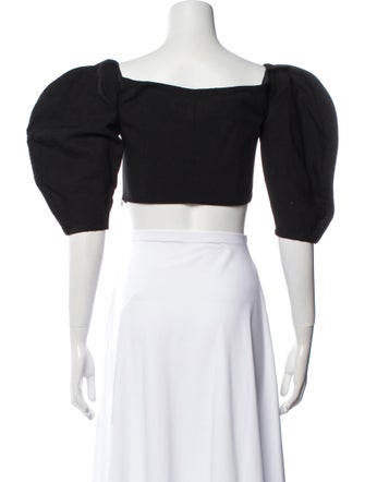 Mara Hoffman Off-The-Shoulder Three-Quarter Sleeve Crop Top