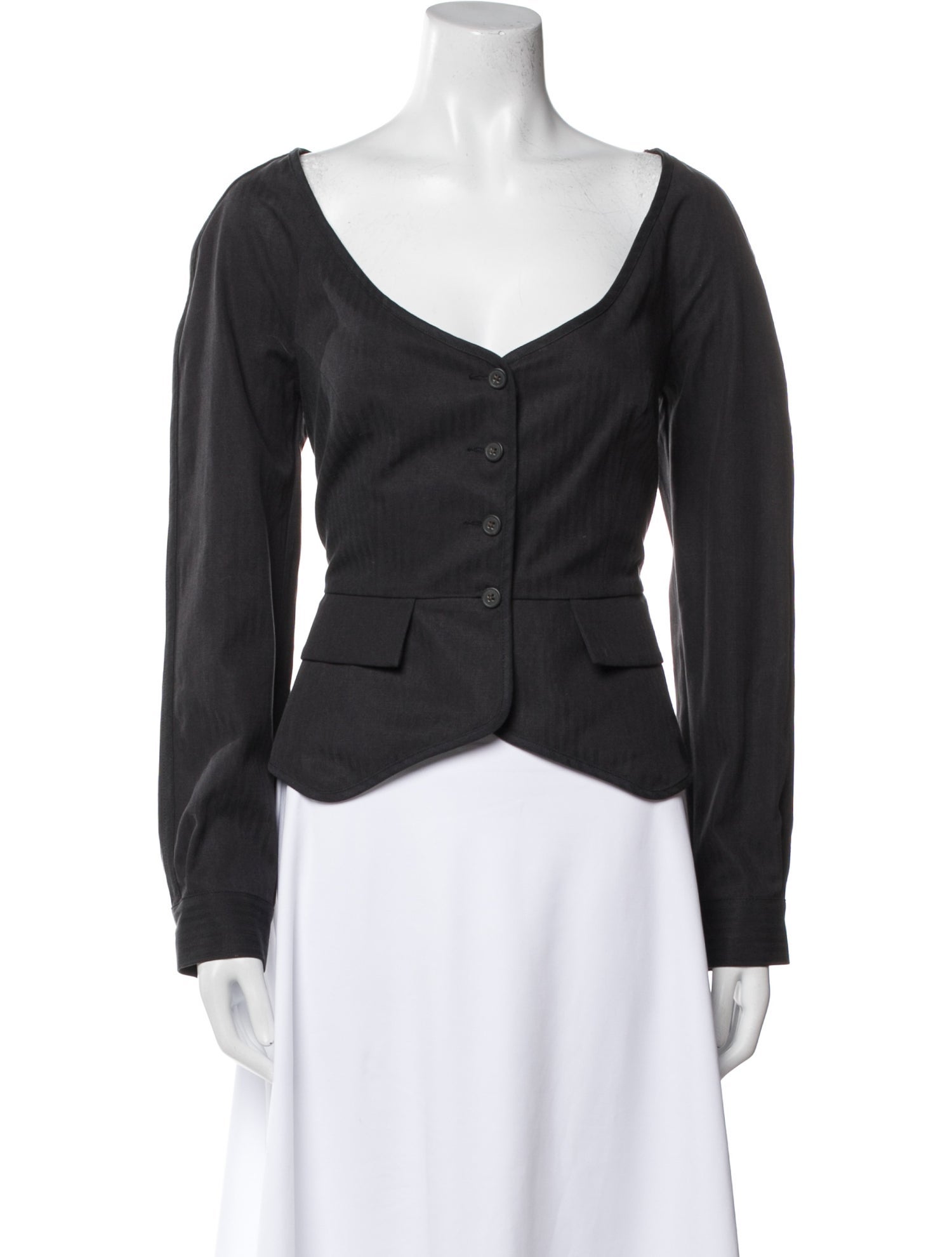 Mara Hoffman V-Neck Long Sleeve Crop Top