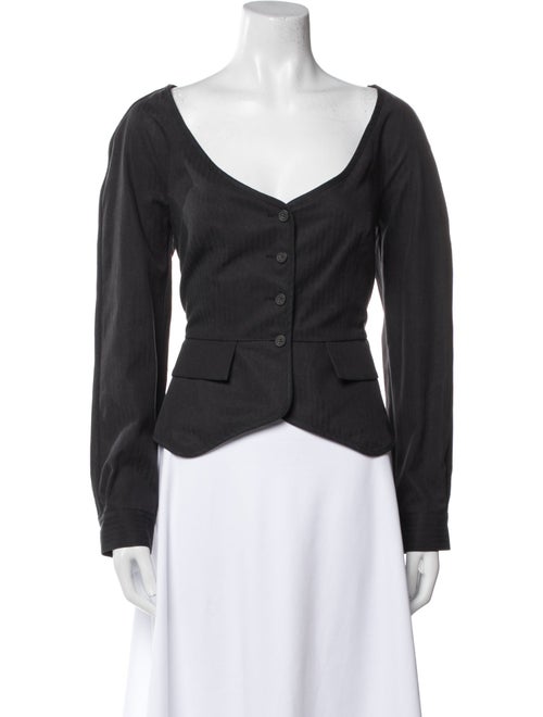 Mara Hoffman V-Neck Long Sleeve Crop Top