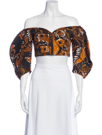 Mara Hoffman Paisley Print Off-The-Shoulder Crop Top