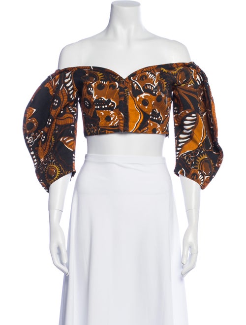 Mara Hoffman Paisley Print Off-The-Shoulder Crop Top