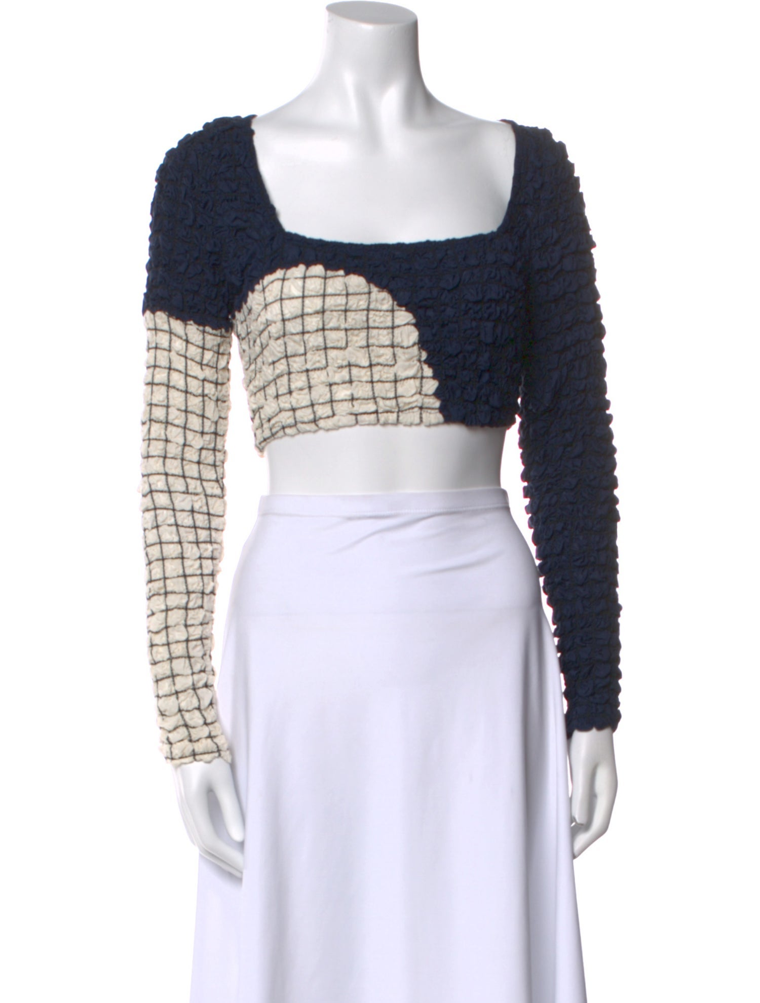 Mara Hoffman Plaid Print Square Neckline Crop Top