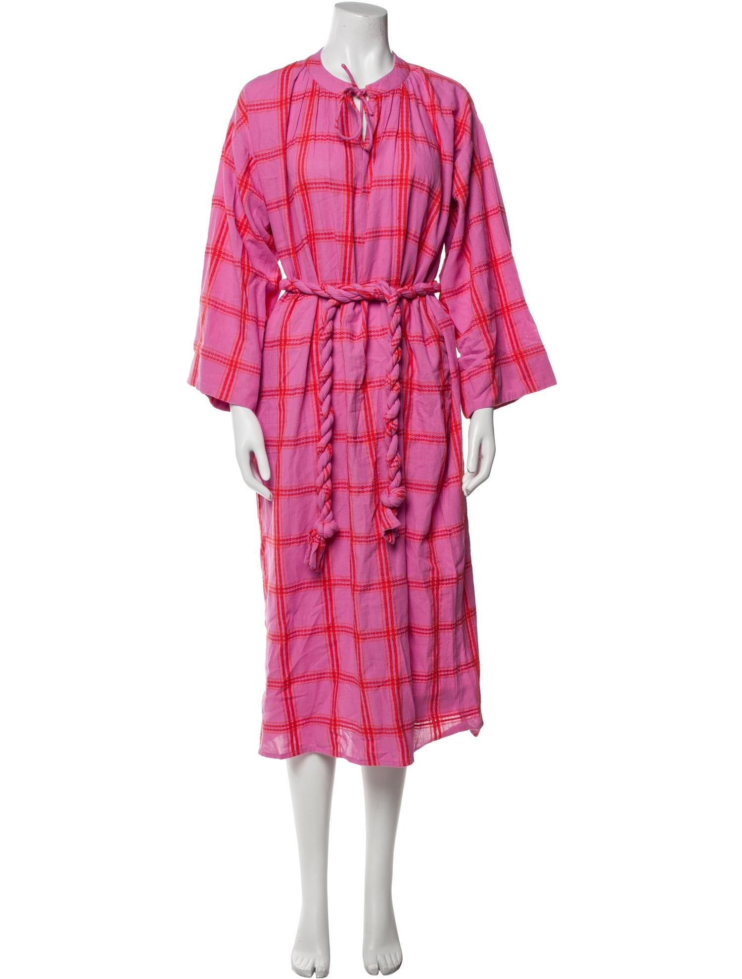 Mara Hoffman Plaid Print Midi Length Dress