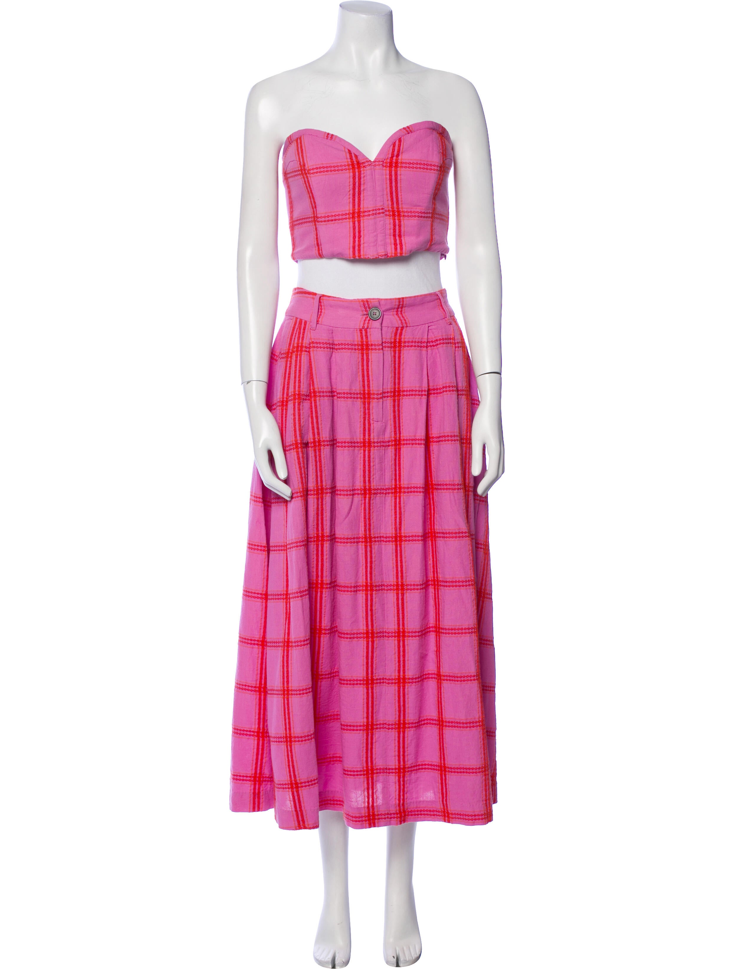 Mara Hoffman Plaid Print Skirt Set