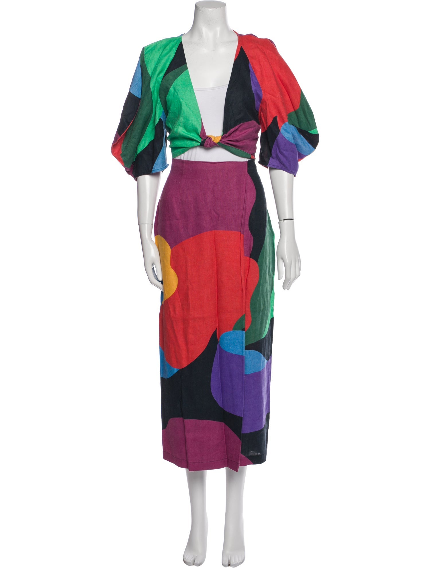 Mara Hoffman Hemp Colorblock Pattern Skirt Set