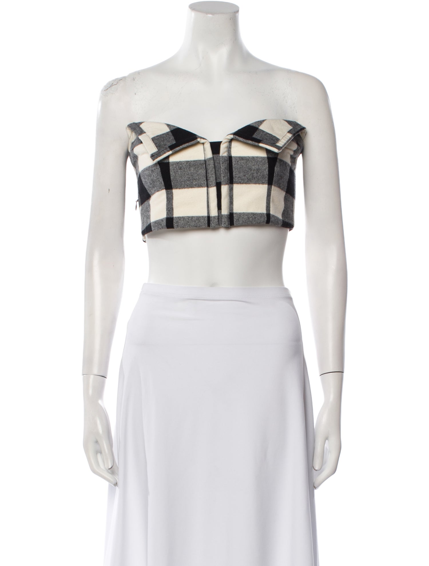 Mara Hoffman Plaid Print Strapless Crop Top