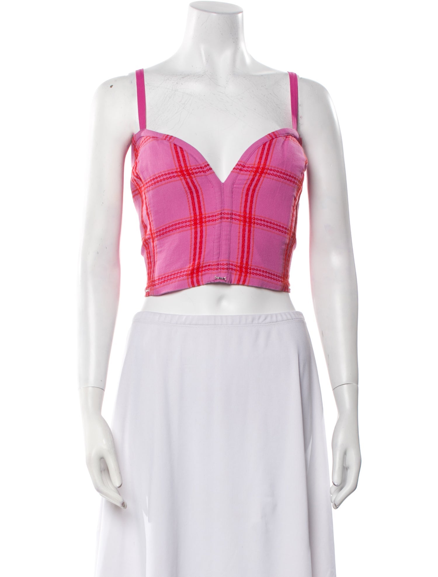 Mara Hoffman Plaid Print V-Neck Crop Top w/ Tags