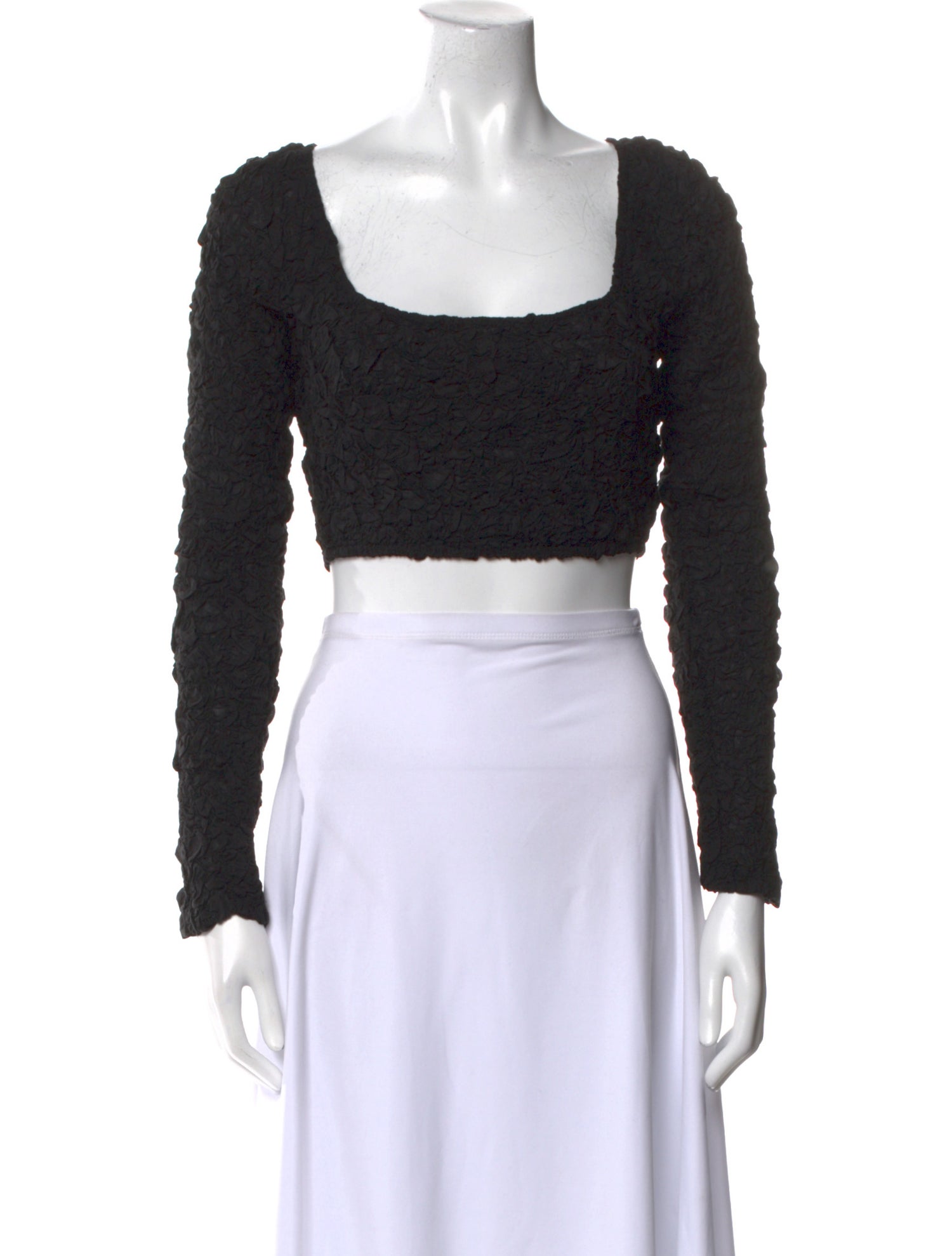 Mara Hoffman Square Neckline Long Sleeve Crop Top