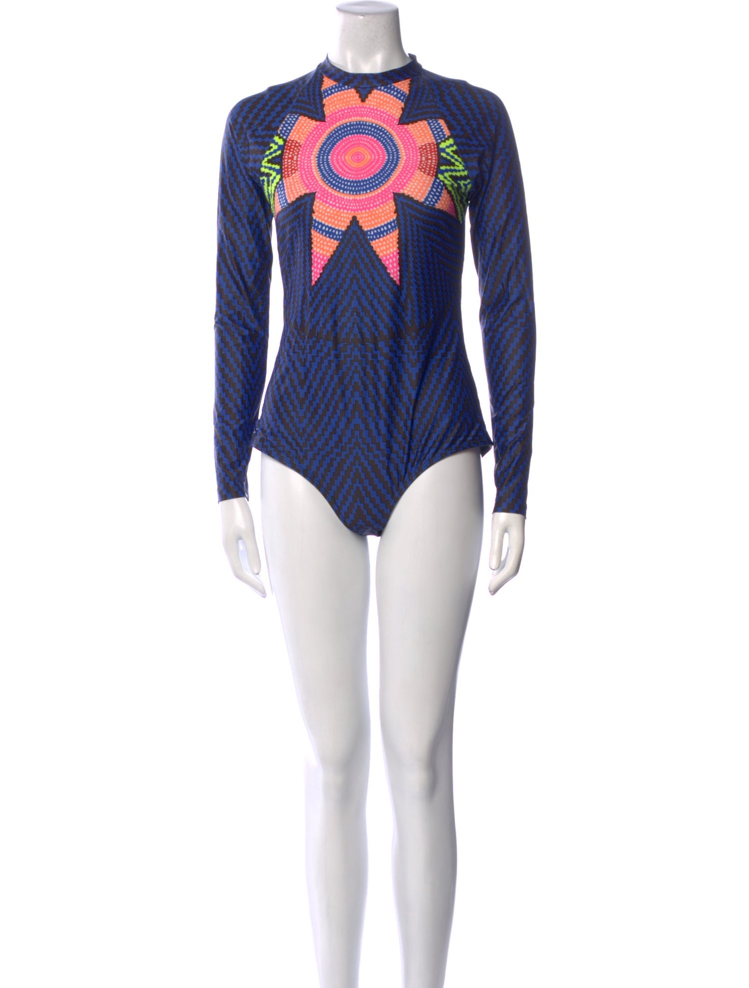 Mara Hoffman Graphic Print Mock Neck Bodysuit