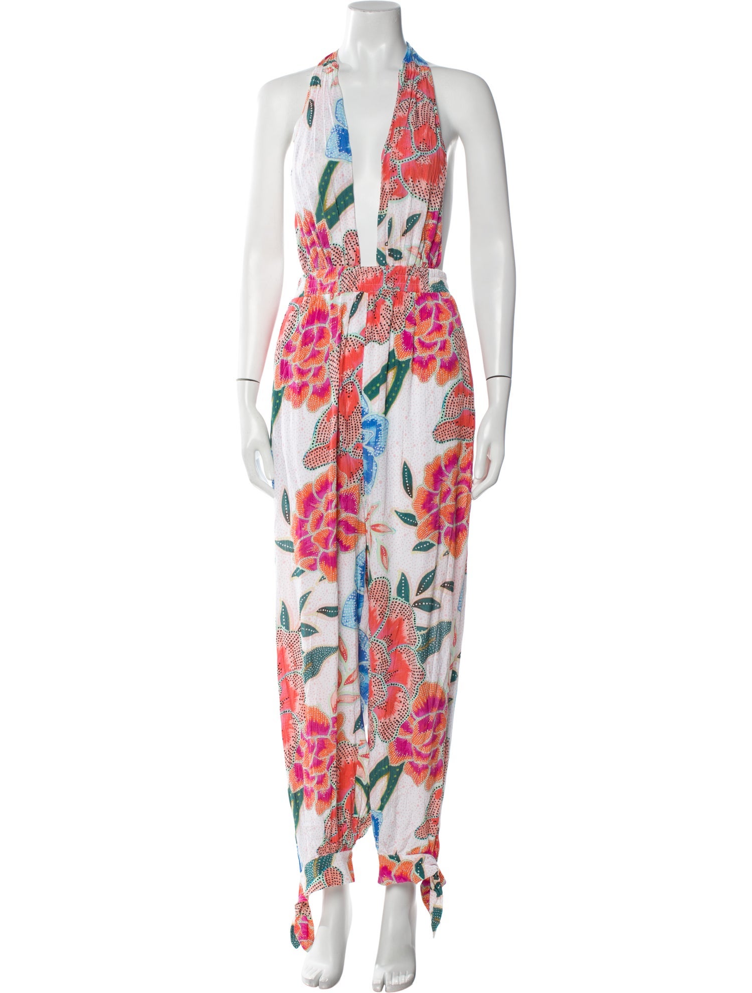 Mara Hoffman Floral Print V-Neck Jumpsuit