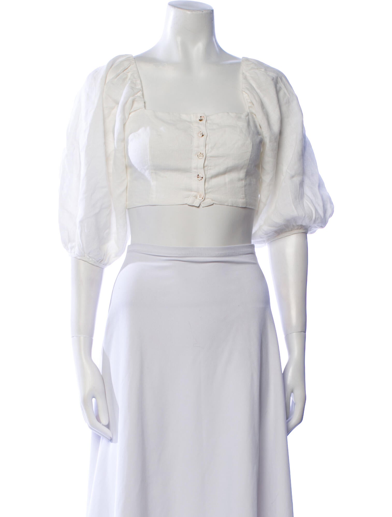 Mara Hoffman Square Neckline Three-Quarter Sleeve Crop Top